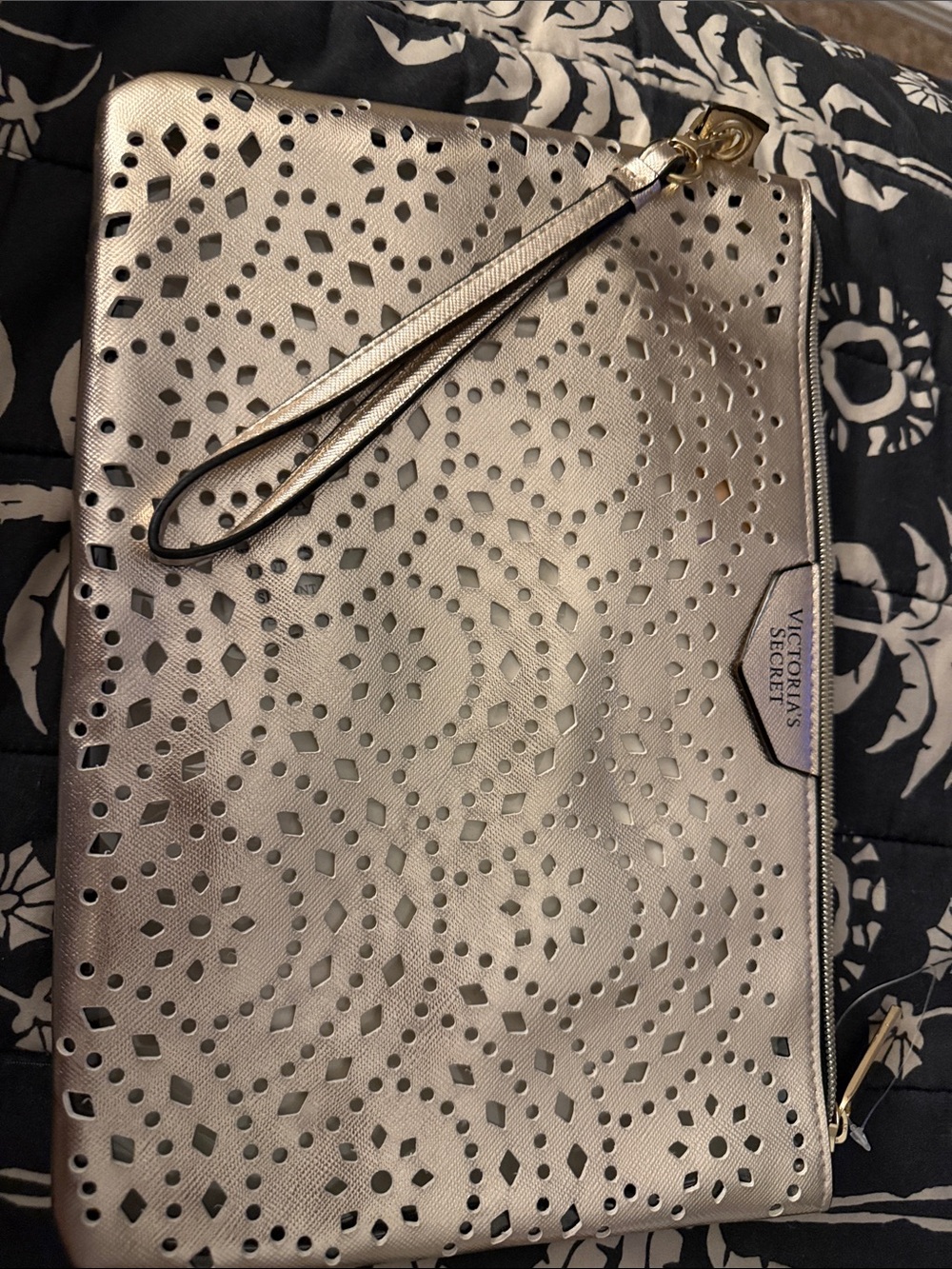 Victoria's Secret Gold Laser-Cut Wristlet Clutch